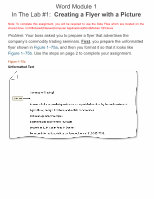 Page 1: Word Module 1 Lab 1: Creating a Flyer with a Picture Chapter... · 3.Save the document using the file name, LastName Commodity Trading Flyer to your user Word folder. 4.Center the